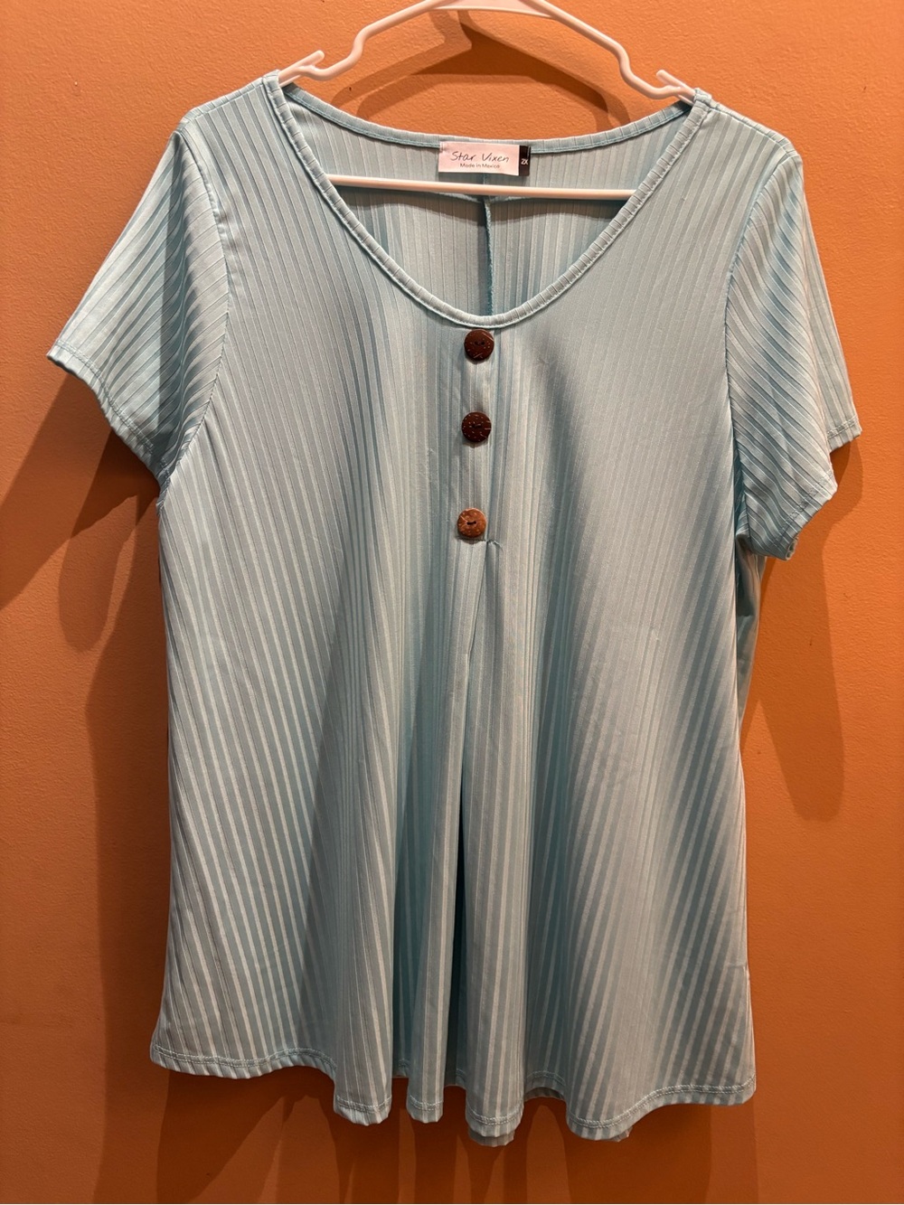Star Vixen ribbed knit faux button front lightweight blouse Size 2X